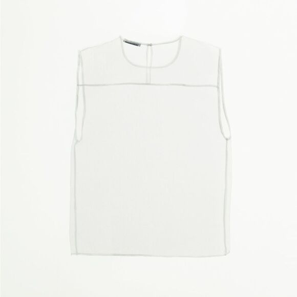 New ZARA | ORGANZA TOP White Sheer - Picture 2 of 3